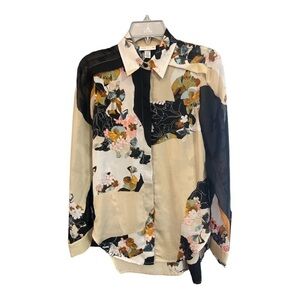 3.1 Phillip Lim for Target Floral Patchwork Blouse - Black, Cream, Gold